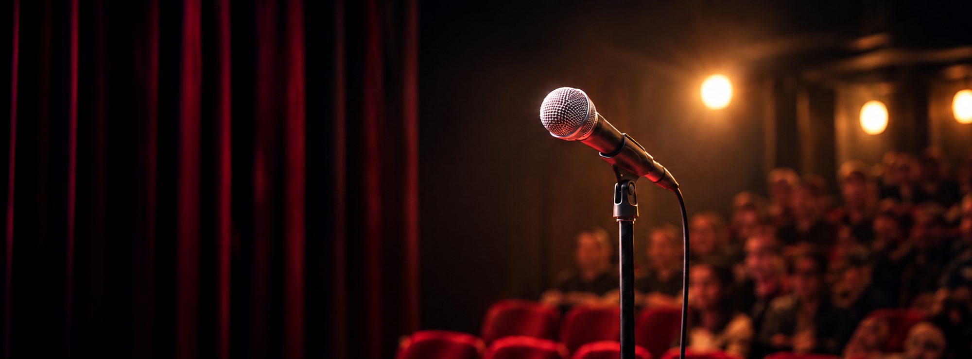 The stage at Le Métropole, a microphone facing the audience